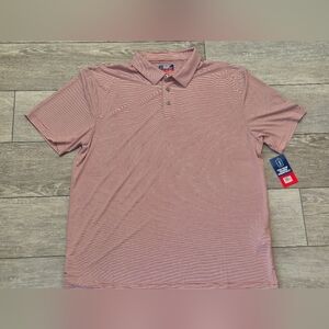 PGA Tour Men's Red and White Micro-Striped Golf Polo Shirt. Moisture Wicking